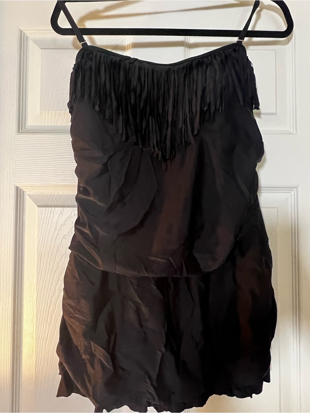 Black Meet curve Fringe Tiered swimsuit